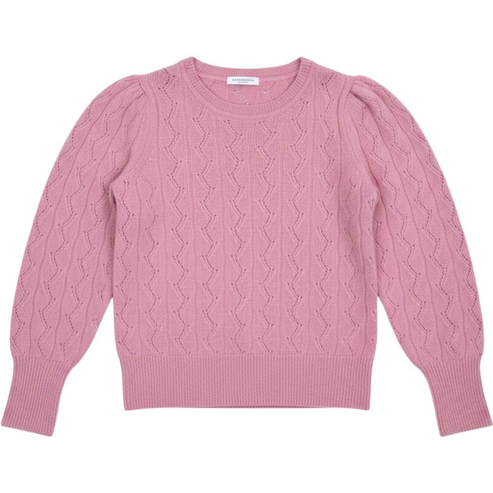Saks Fifth Avenue Pink Cashmere Chevron Pointelle Cable Knit Pullover Sweater M